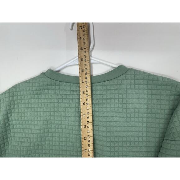 Rue 21 Womens Top Size Large Green Quilted Long Sleeve Cropped Pullover - Picture 11 of 12